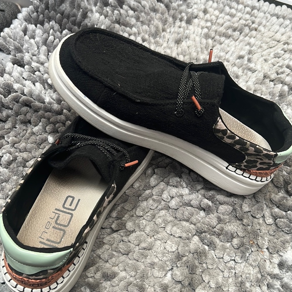hey Dudes.  Wendy Rise, funk black.  Size 8.  Only wore a few times